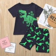 ATOGUTA Baby Outfits for Boys Dinosaur Summer Savings Pajamas Sleepwear Tops Pants Outfits Set, Sizes 3T-7